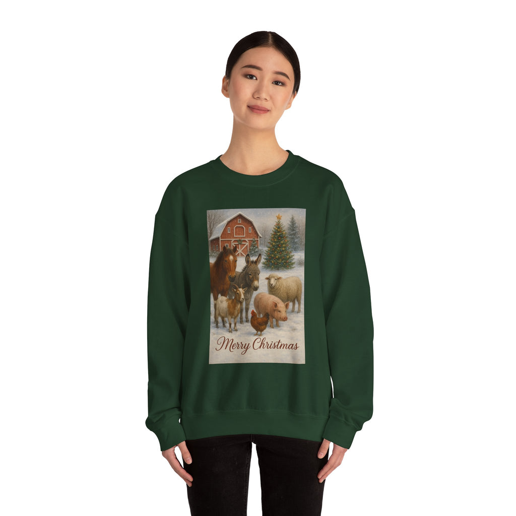 "Merry Christmas" Barnyard Holiday Unisex Heavy Blend™ Crewneck Sweatshirt