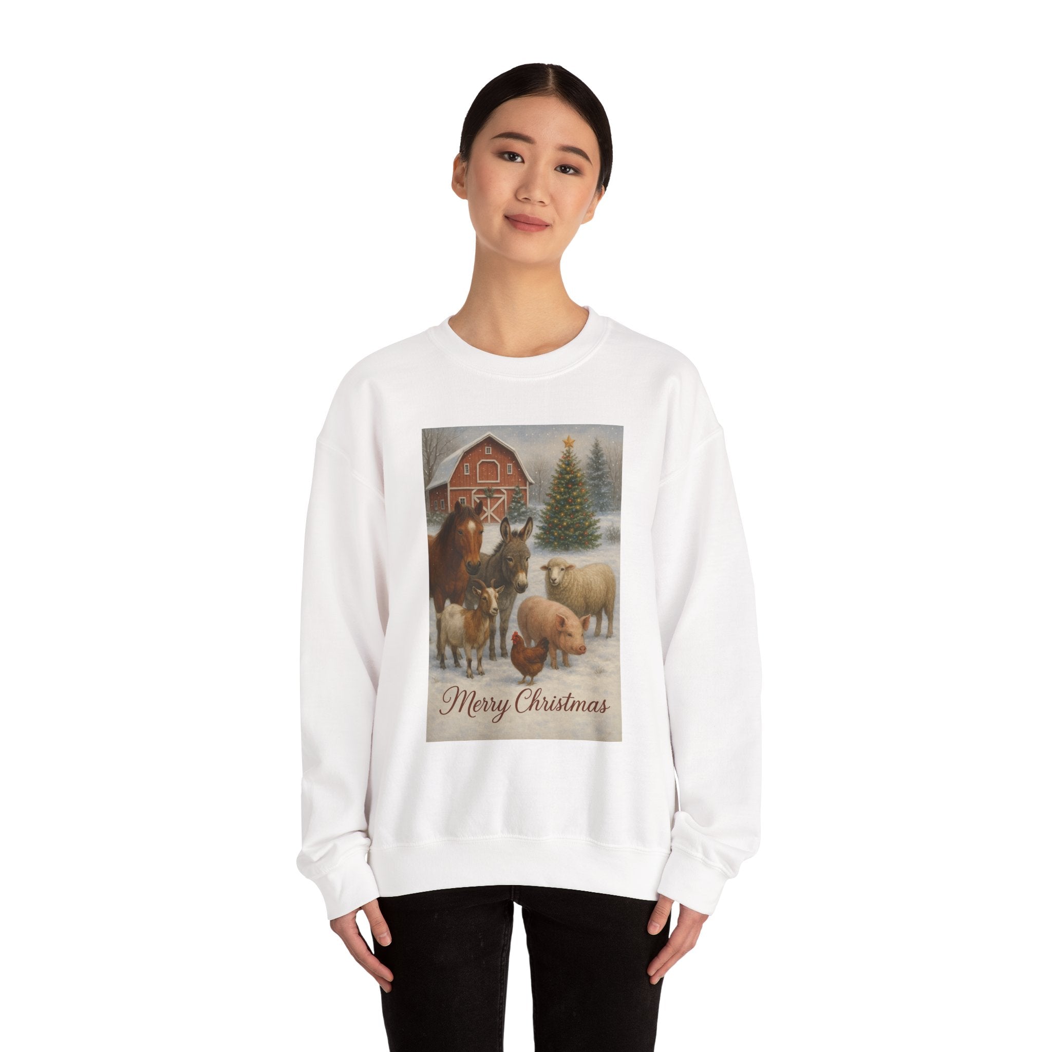 "Merry Christmas" Barnyard Holiday Unisex Heavy Blend™ Crewneck Sweatshirt