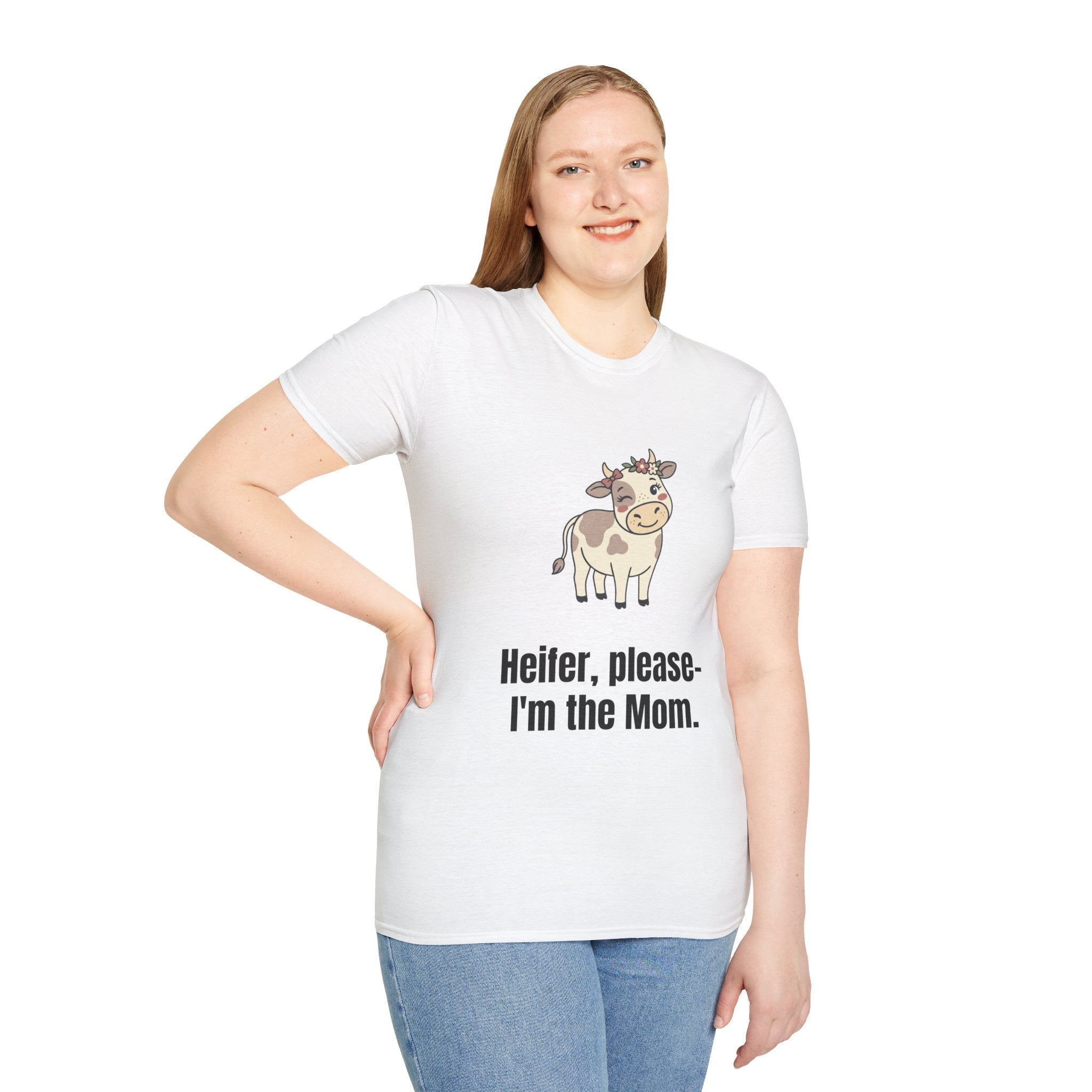 Mom Cow Graphic T-Shirt — "Heifer, please — I'm the Mom" Funny Farm Mom Tee