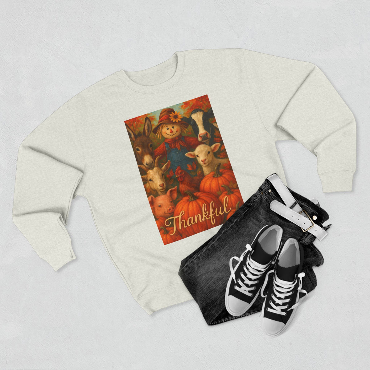"Thankful" Fall Farm Life Unisex Crewneck Sweatshirt