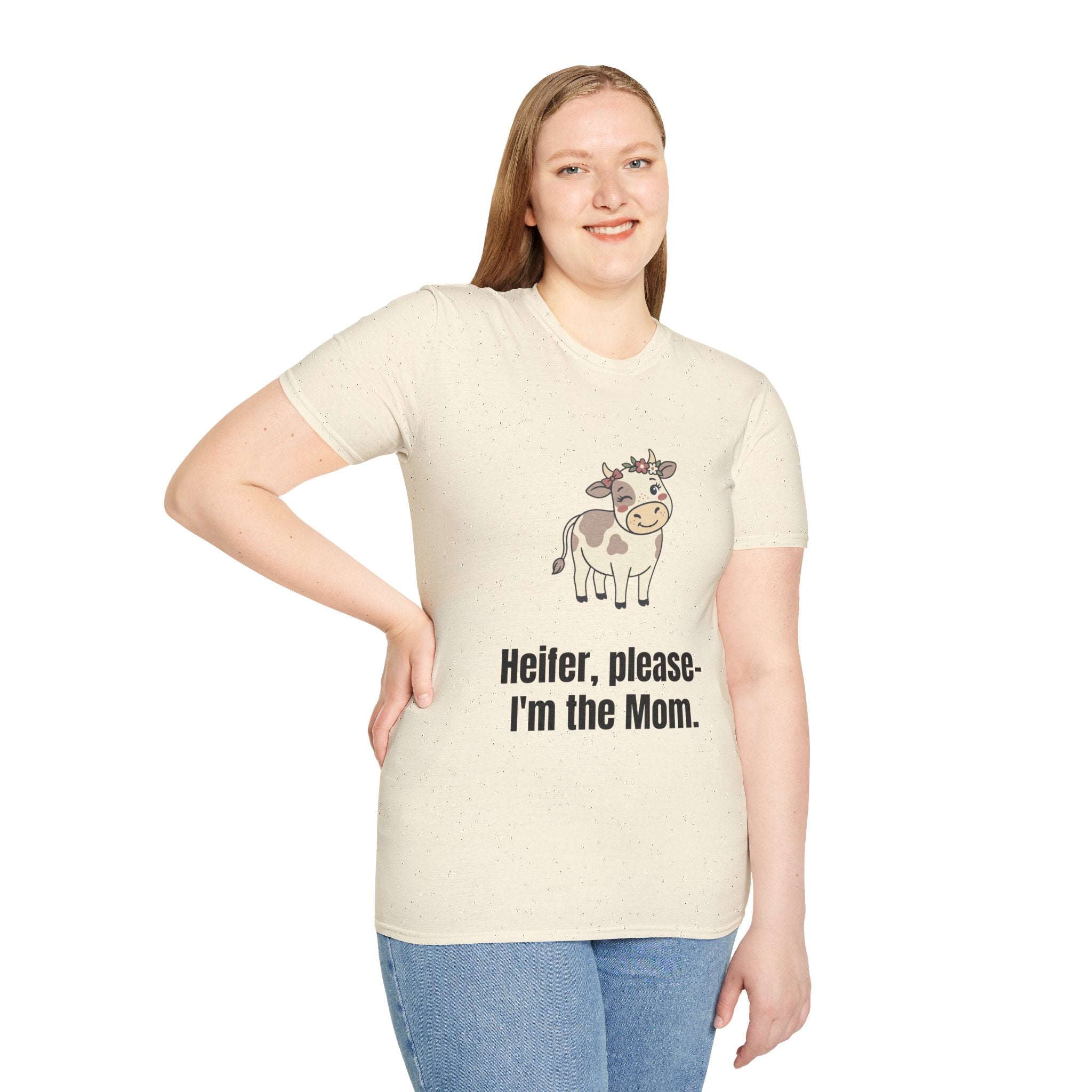 Mom Cow Graphic T-Shirt — "Heifer, please — I'm the Mom" Funny Farm Mom Tee