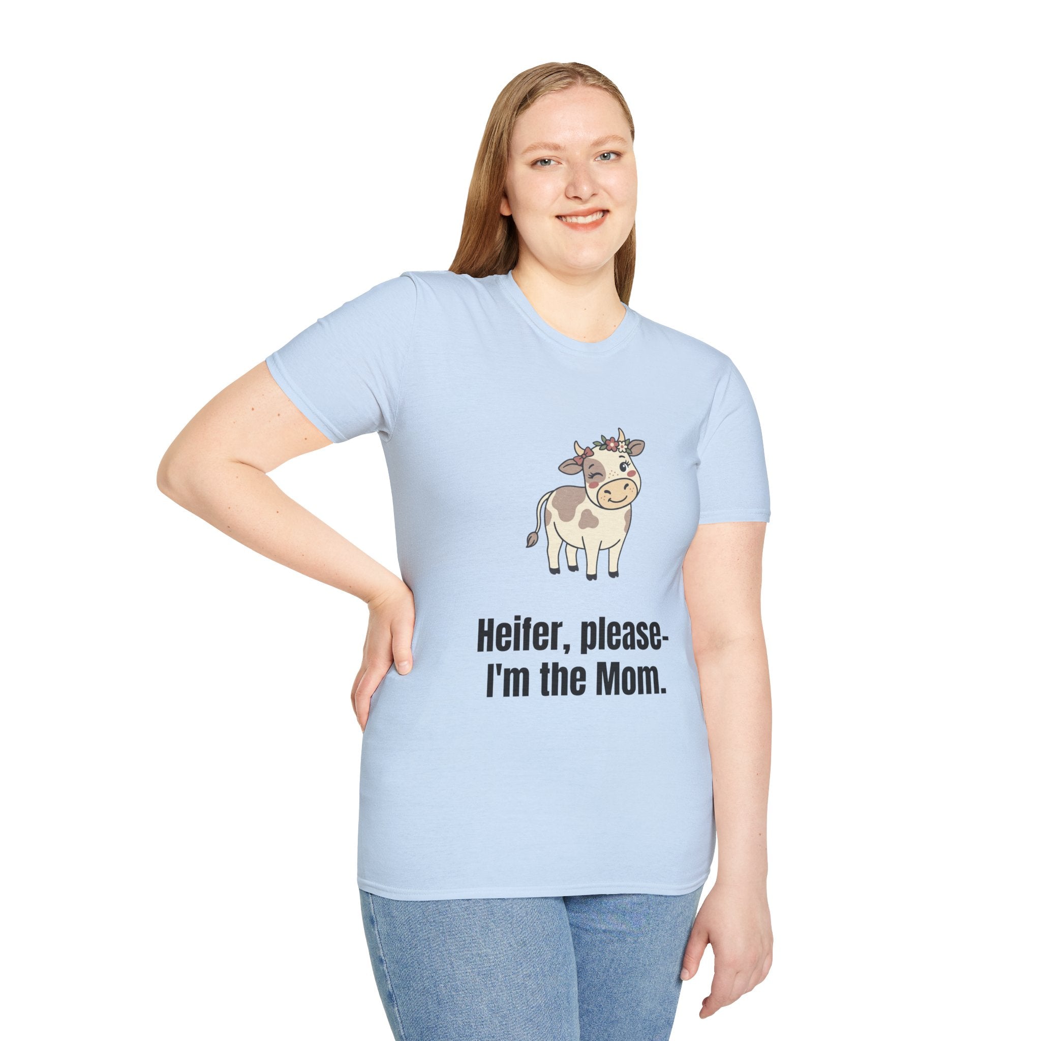 Mom Cow Graphic T-Shirt — "Heifer, please — I'm the Mom" Funny Farm Mom Tee