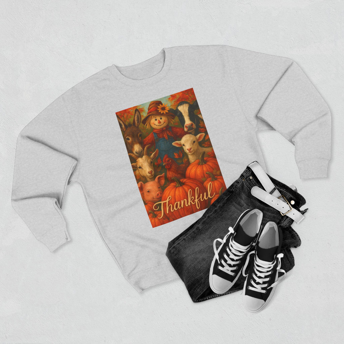 "Thankful" Fall Farm Life Unisex Crewneck Sweatshirt