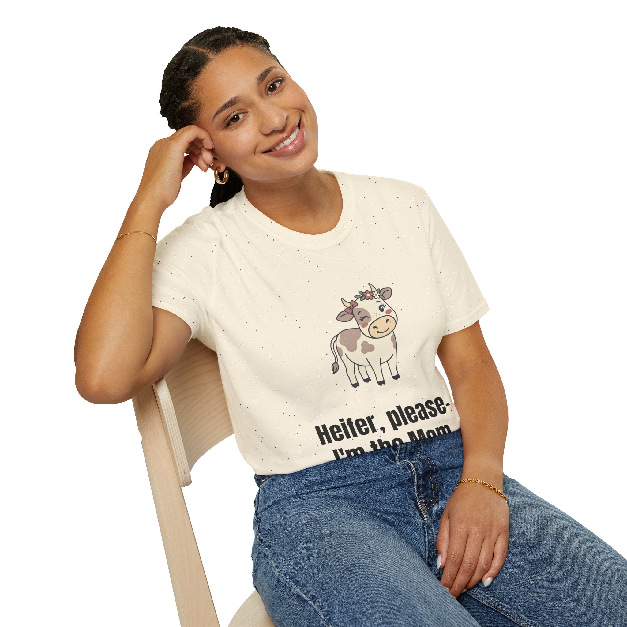 Mom Cow Graphic T-Shirt — "Heifer, please — I'm the Mom" Funny Farm Mom Tee