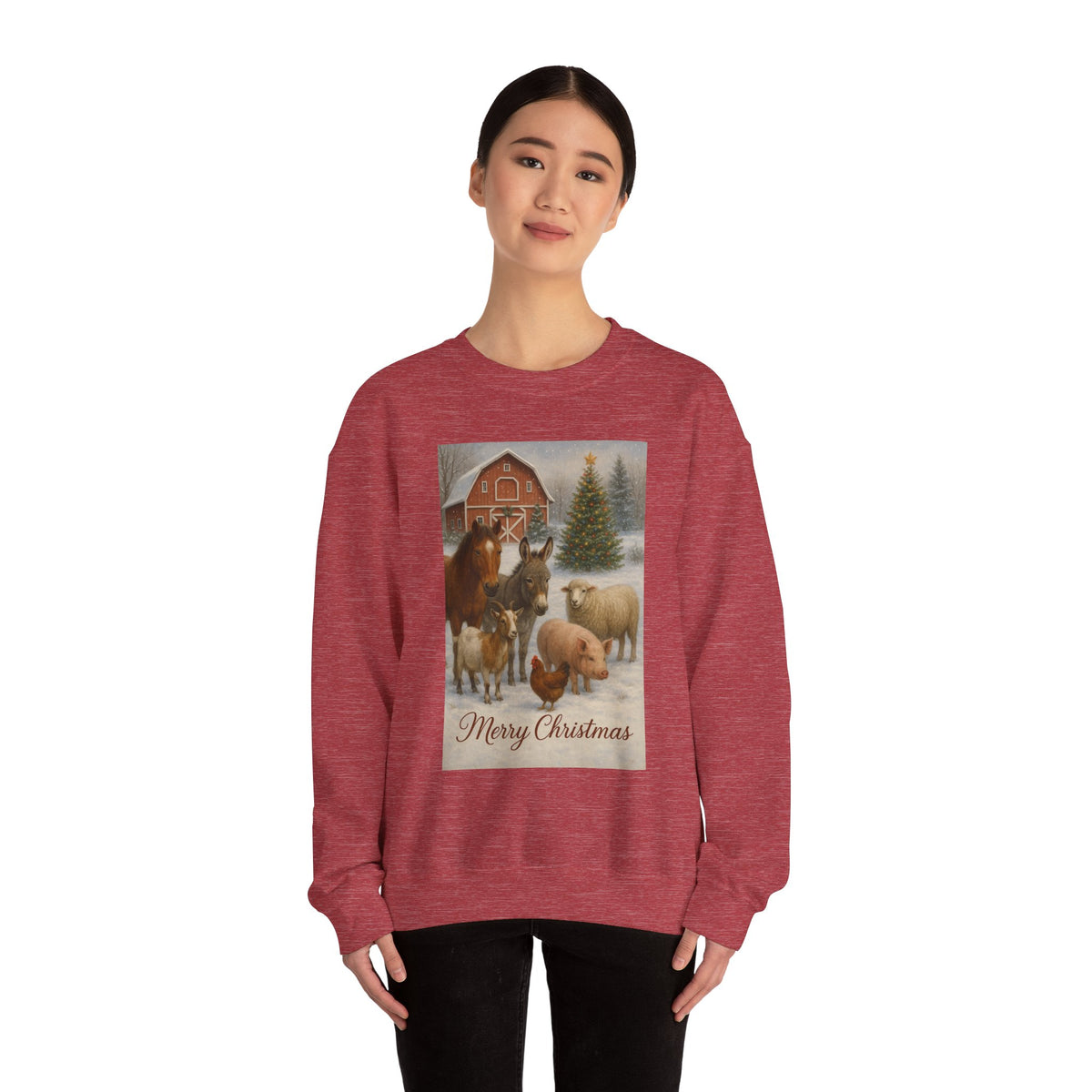 "Merry Christmas" Barnyard Holiday Unisex Heavy Blend™ Crewneck Sweatshirt