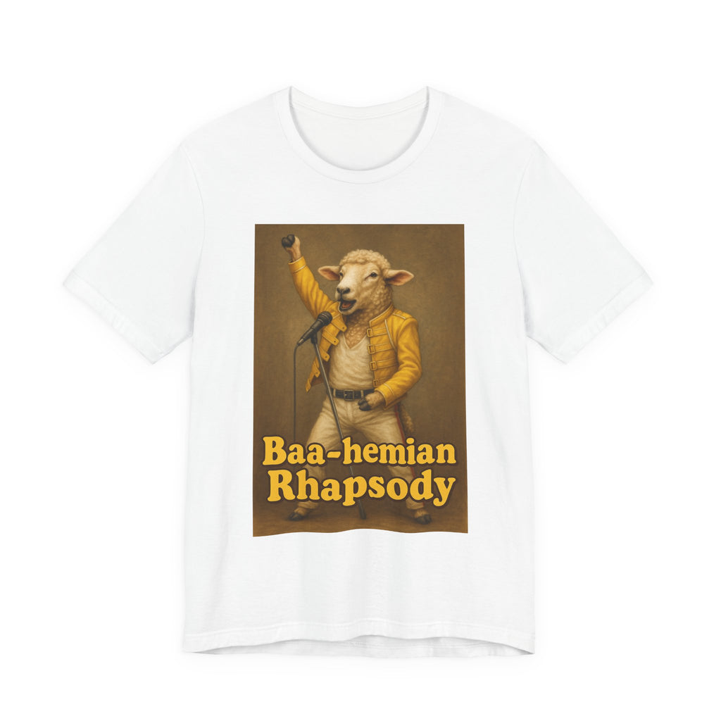 “Baa-hamian Rhapsody” Parody Tee – Farm Rock Edition Unisex Jersey Short Sleeve Tee