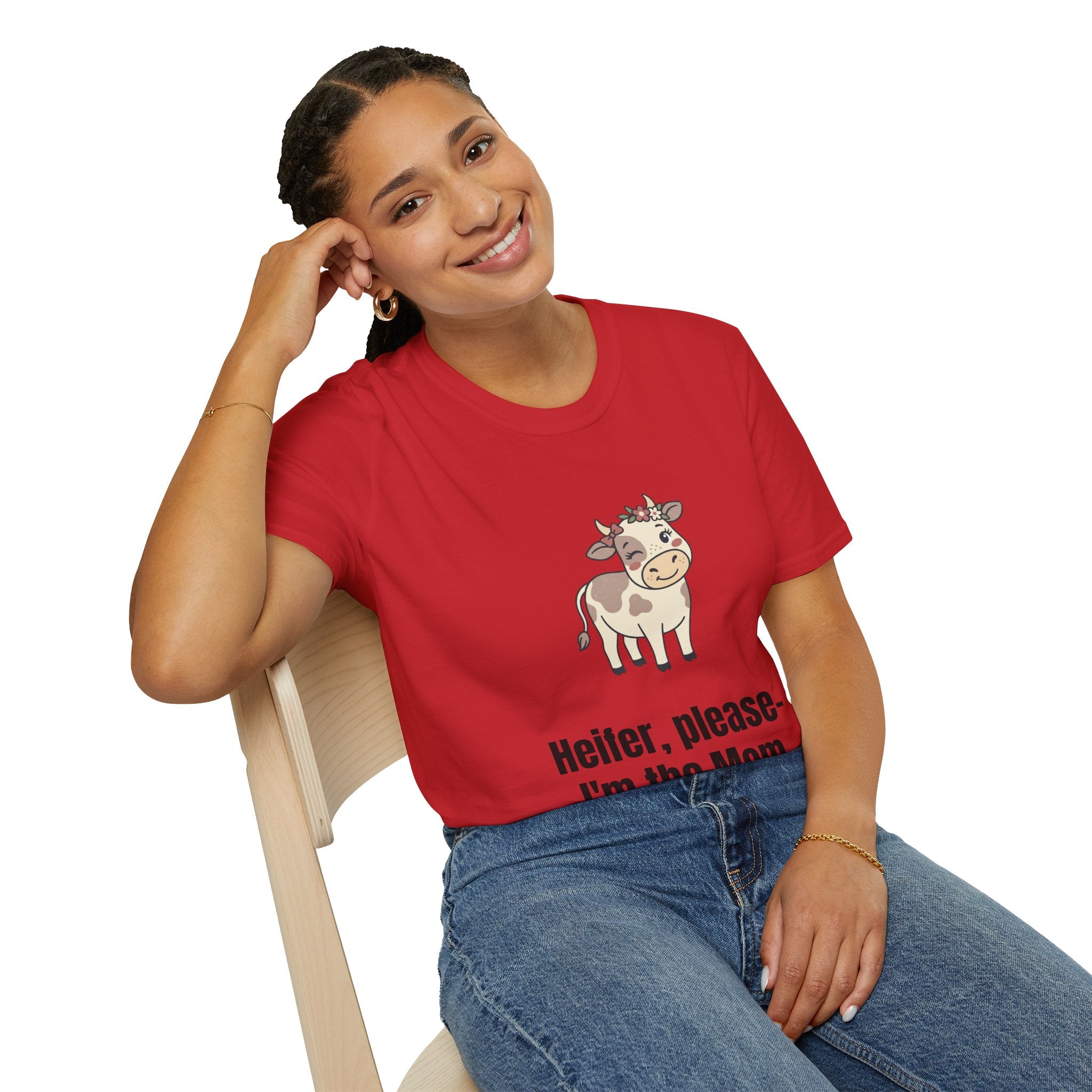 Mom Cow Graphic T-Shirt — "Heifer, please — I'm the Mom" Funny Farm Mom Tee