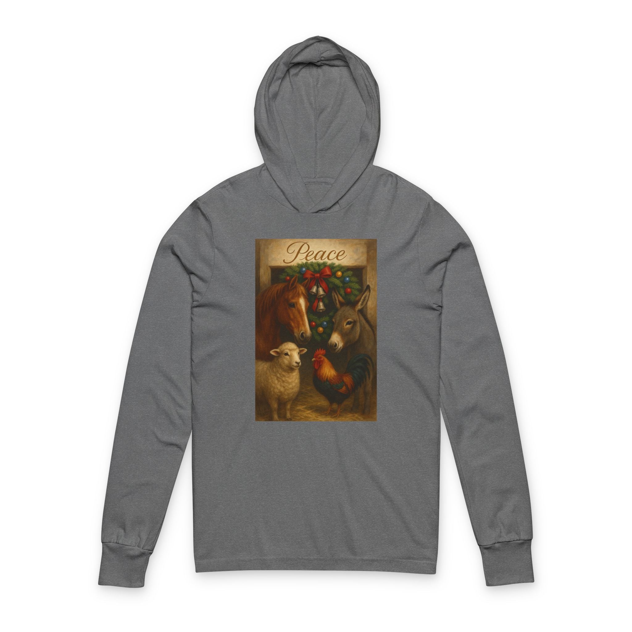 Holiday "Peace On the Farm" Unisex Hooded Long Sleeve Tee