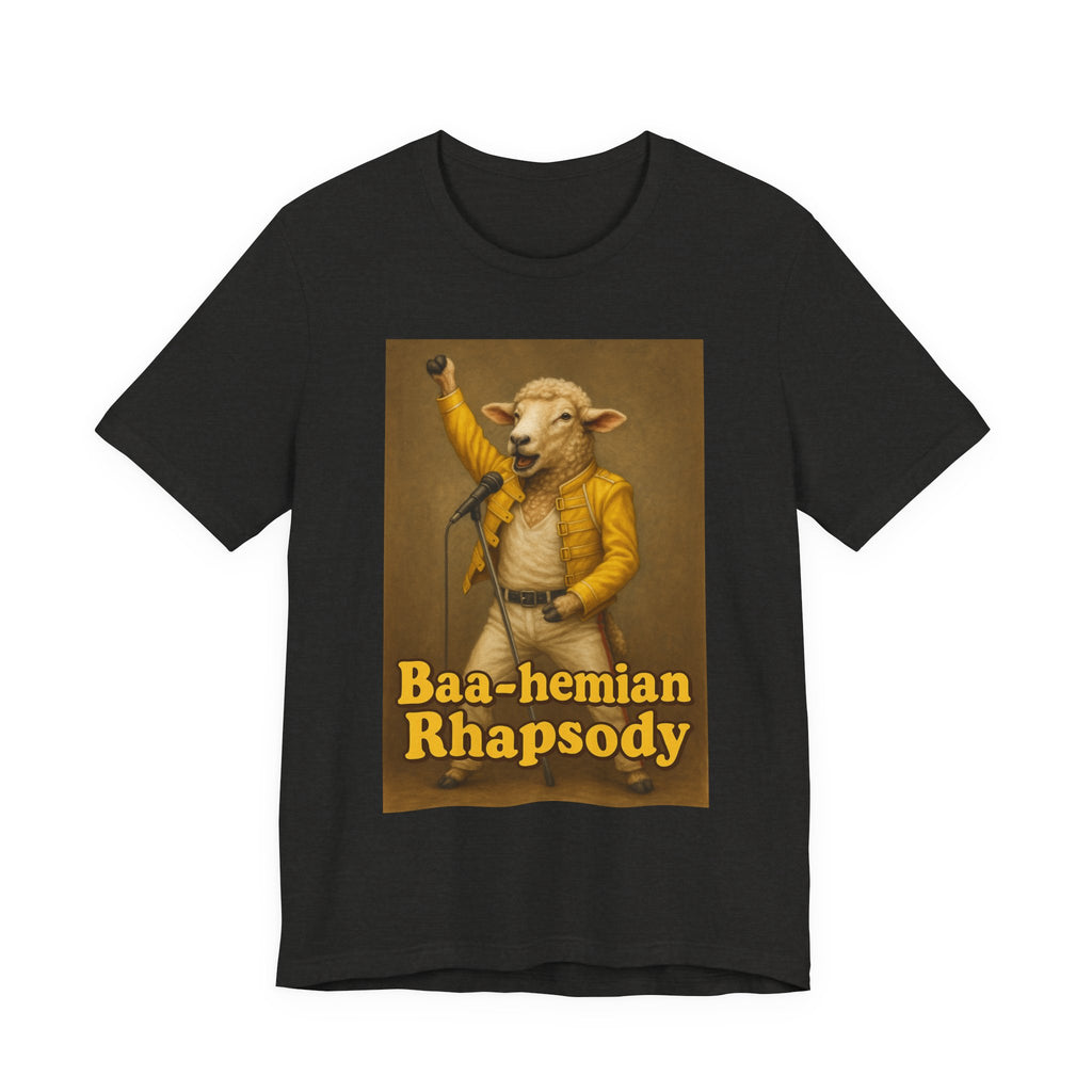 “Baa-hamian Rhapsody” Parody Tee – Farm Rock Edition Unisex Jersey Short Sleeve Tee