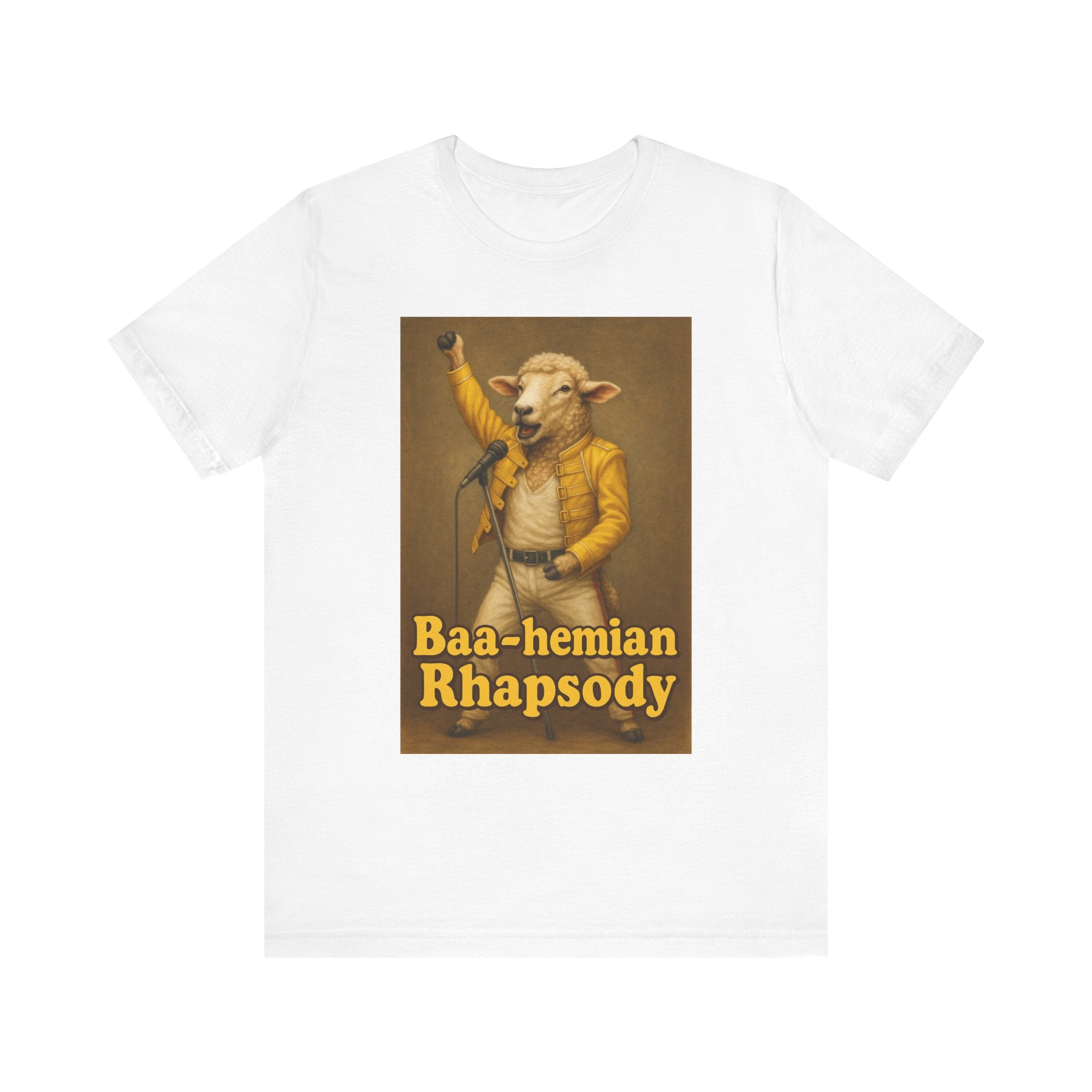 “Baa-hamian Rhapsody” Parody Tee – Farm Rock Edition Unisex Jersey Short Sleeve Tee