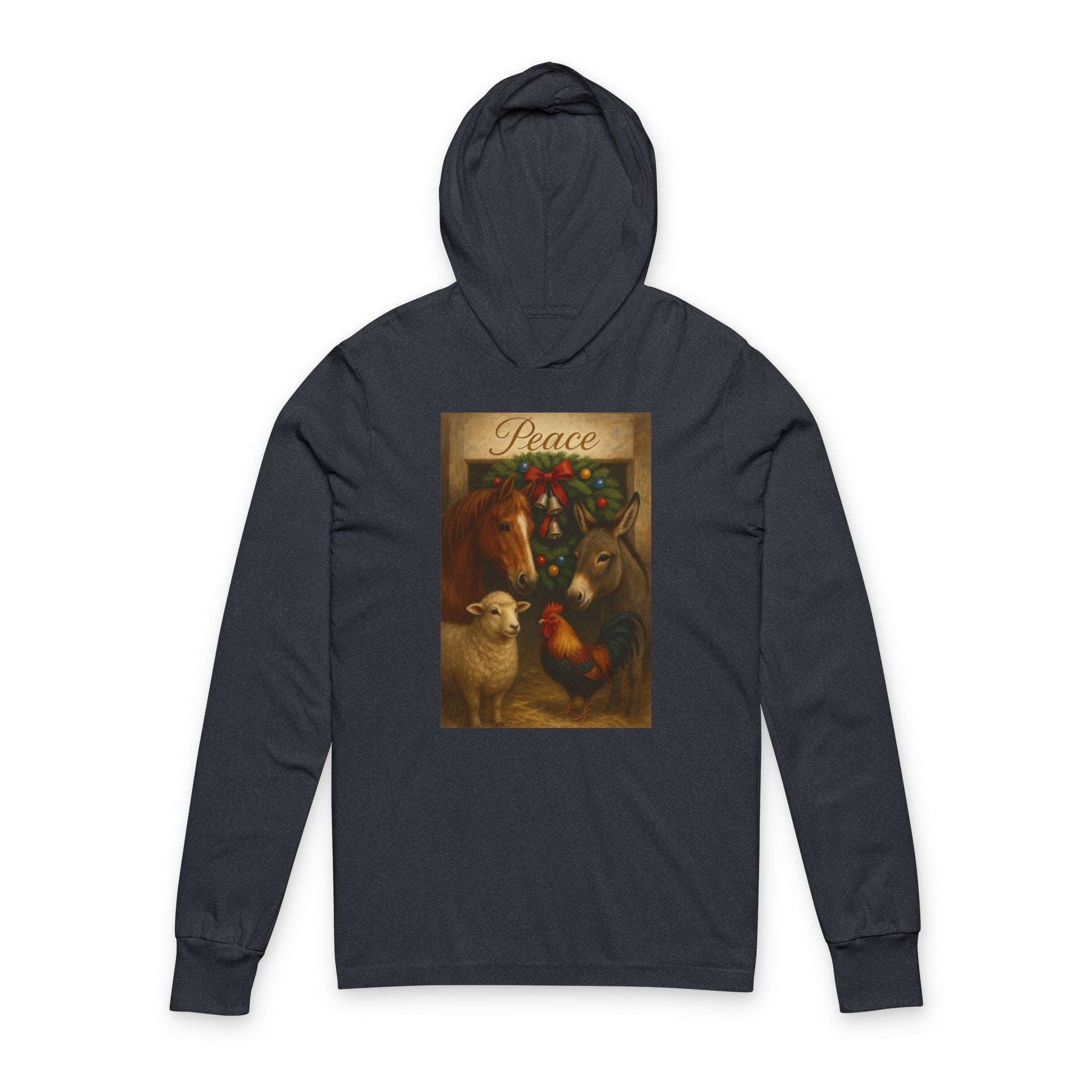 Holiday "Peace On the Farm" Unisex Hooded Long Sleeve Tee