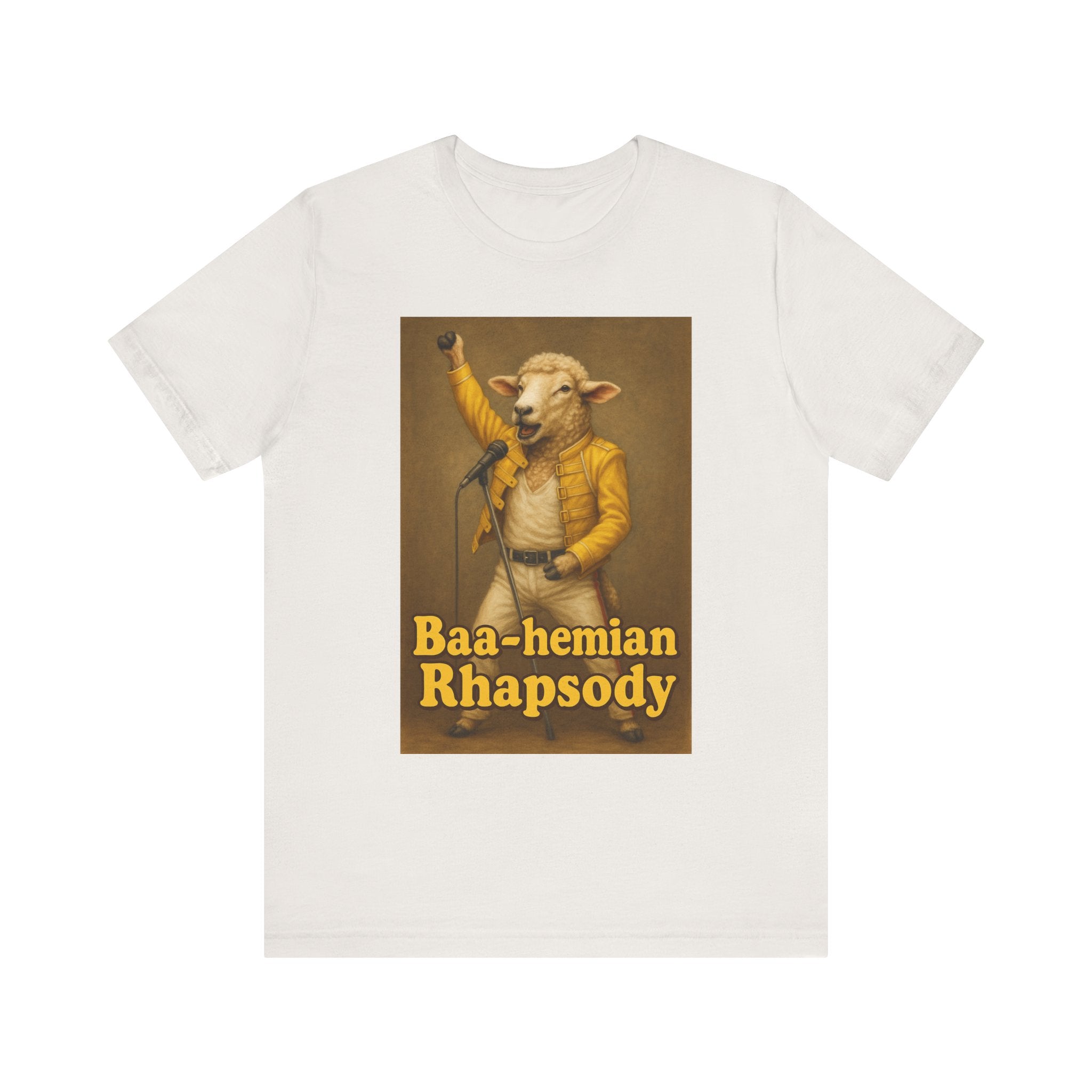 “Baa-hamian Rhapsody” Parody Tee – Farm Rock Edition Unisex Jersey Short Sleeve Tee