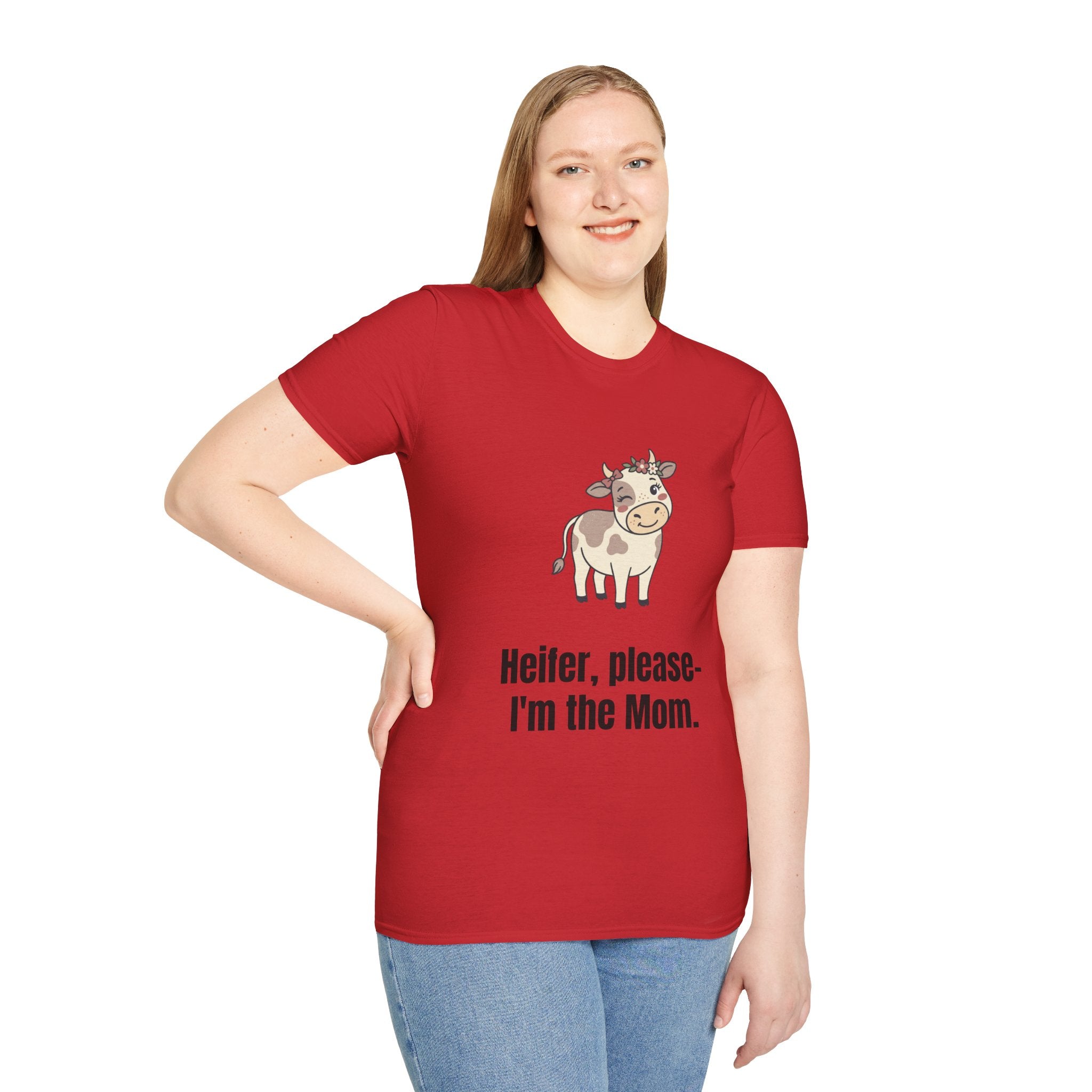 Mom Cow Graphic T-Shirt — "Heifer, please — I'm the Mom" Funny Farm Mom Tee