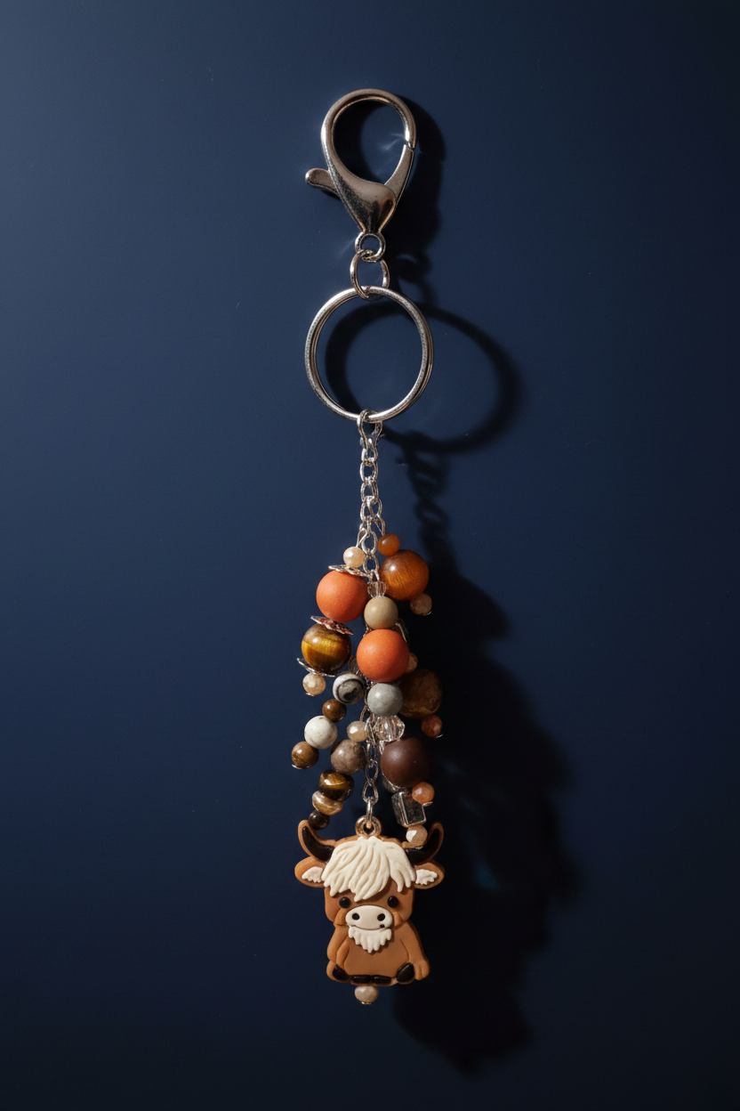 Highland cow dangle on navy blue