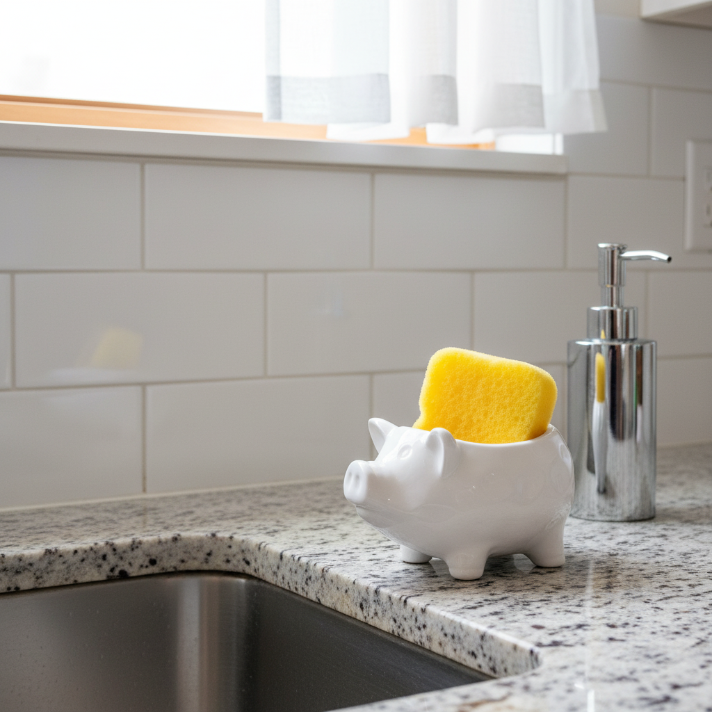Small pig planter as sponge holder
